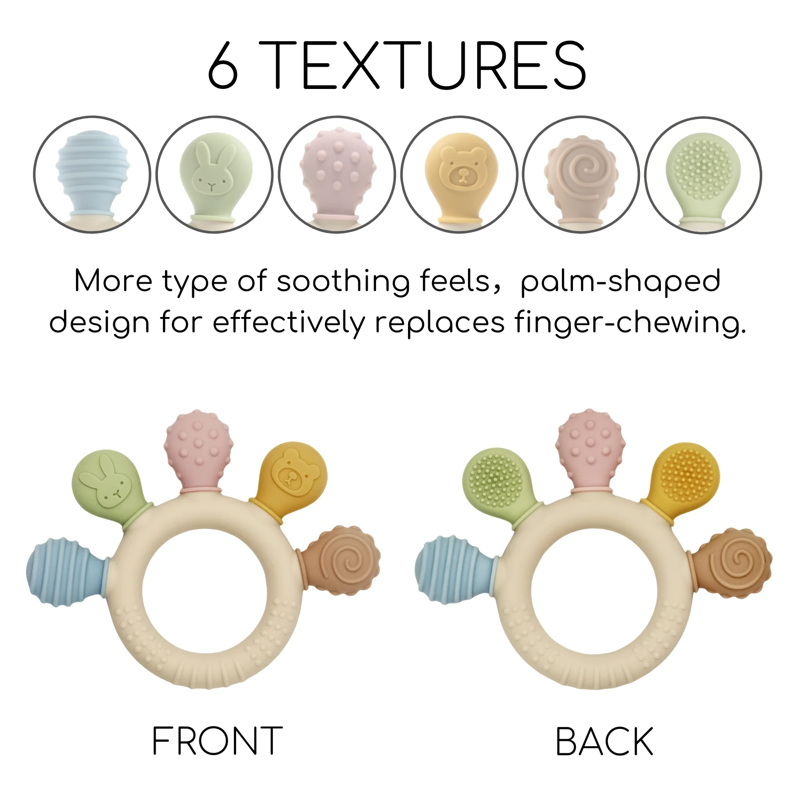 Erduo Silicone Baby Teether 6 textures