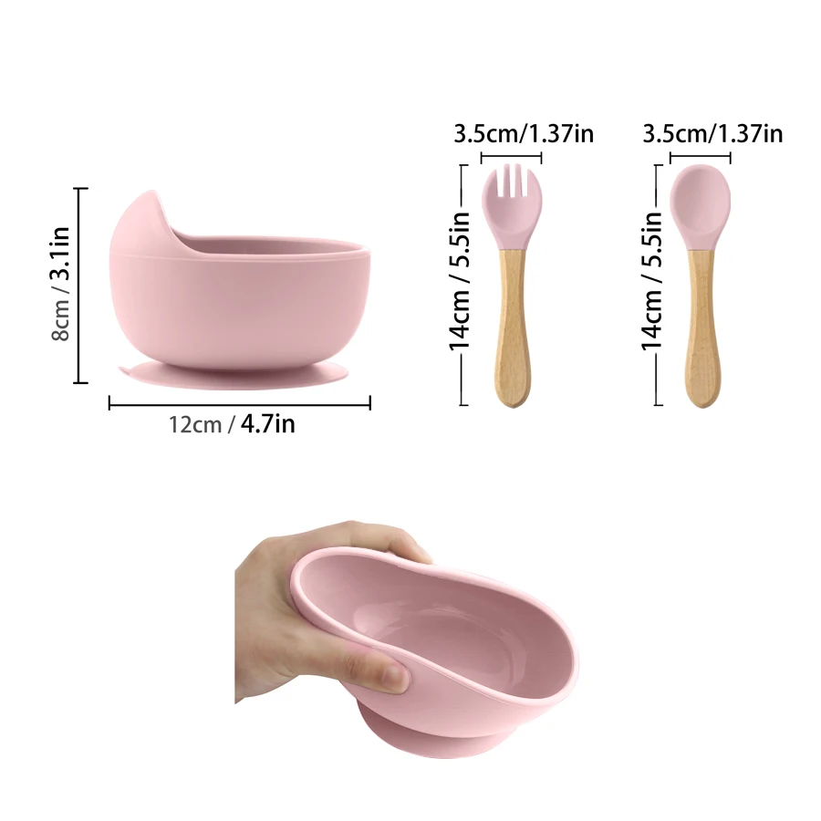 3Pcs Silicone Baby Feeding Bowl Set 