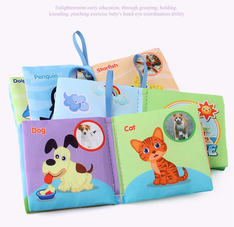0-12 Months Montesori Baby Cloth Book Animals edition
