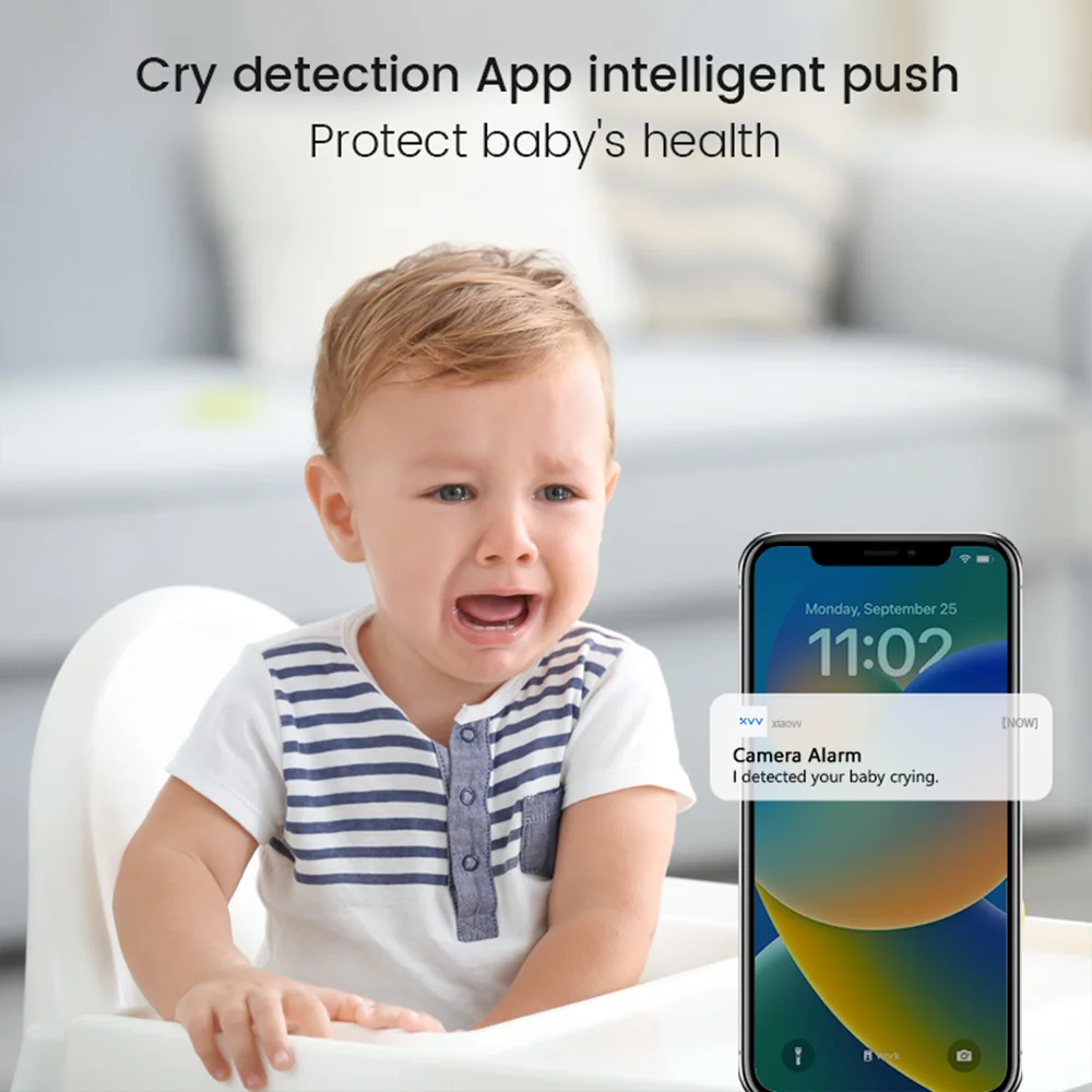 2K Full HD Baby Monitor with Cry Detection APP