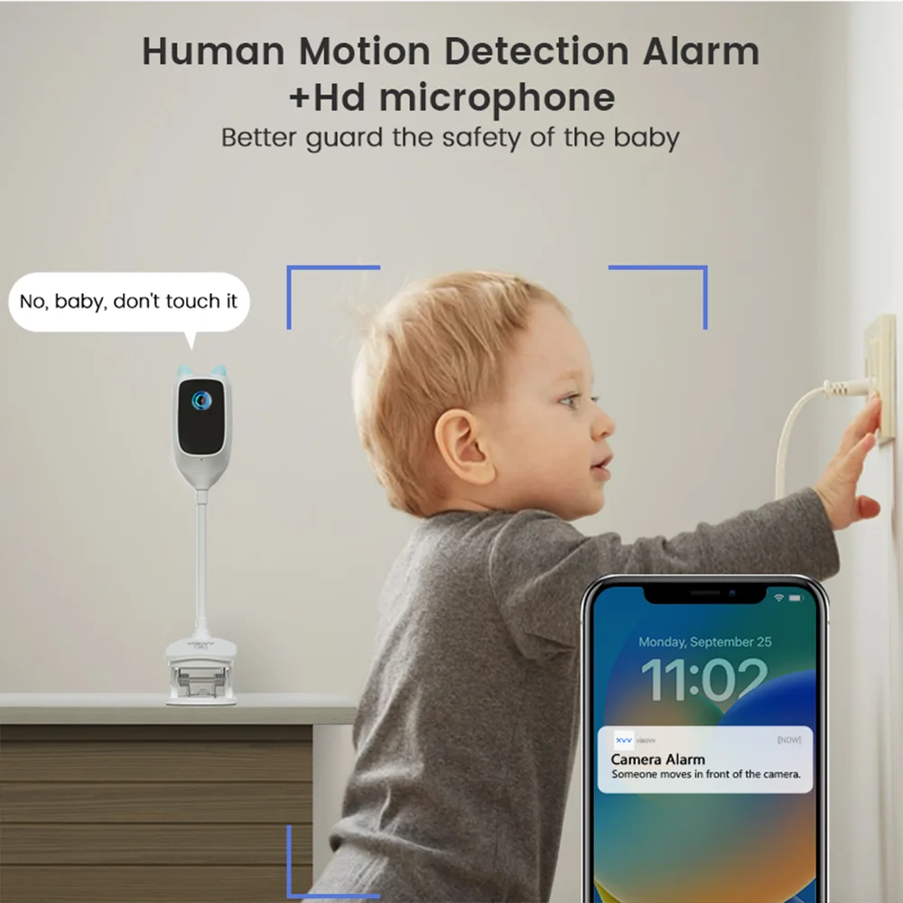 2K Full HD Baby Monitor with Cry Detection motion detection