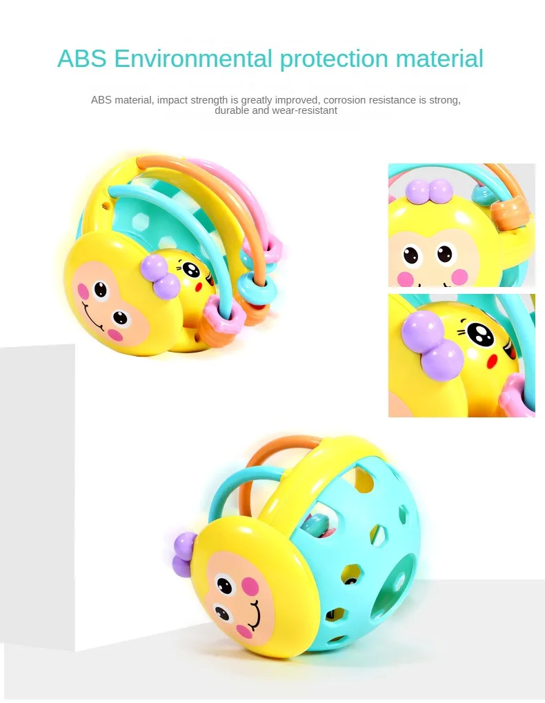 10cm Baby Catch Ball Rattle eco-friendly ABS