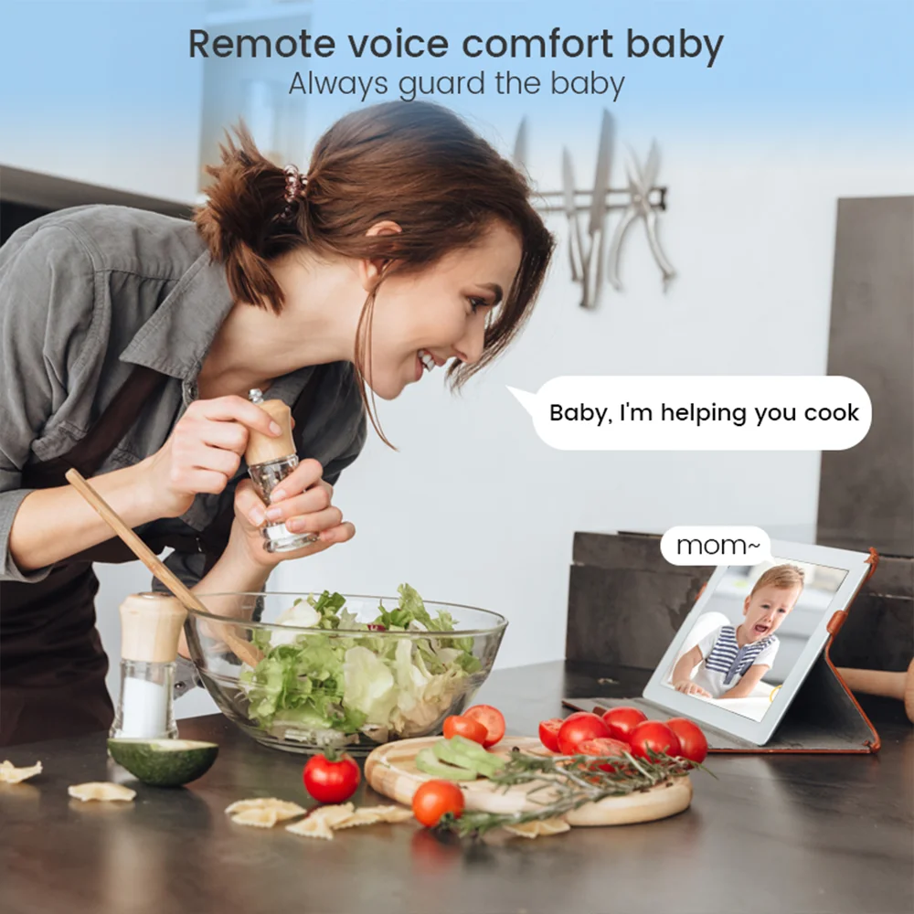 2K Full HD Baby Monitor with Cry Detection remote voice